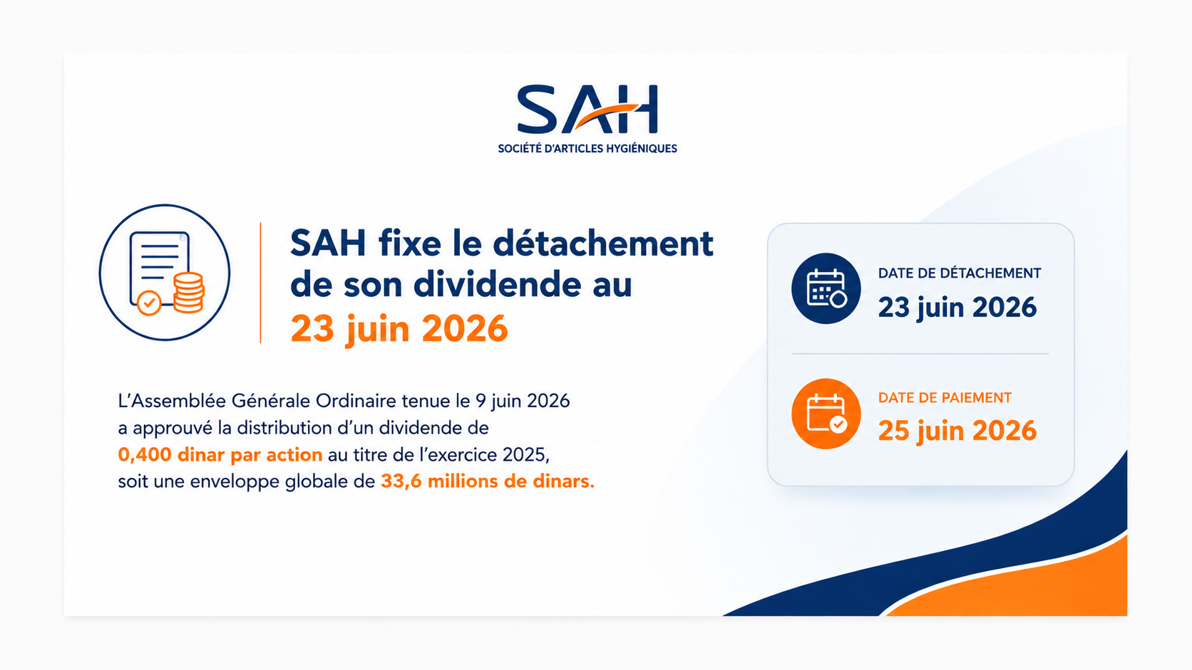 SAH fixe le détachement de son dividende au 23 juin 2026