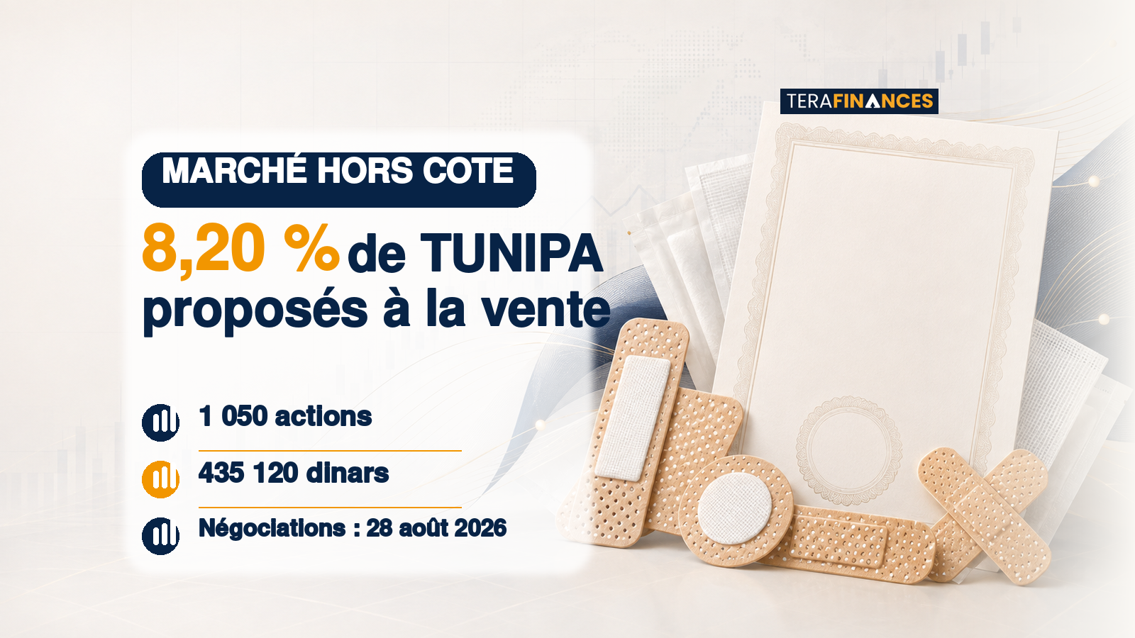 Marché hors cote : un bloc de 8,20 % de TUNIPA SA proposé à la vente