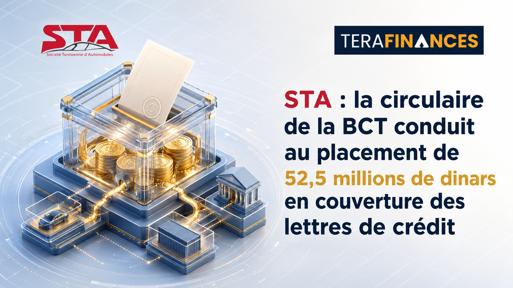 STA : la circulaire de la BCT conduit au placement de 52,5 millions de dinars en couverture des lettres de crédit